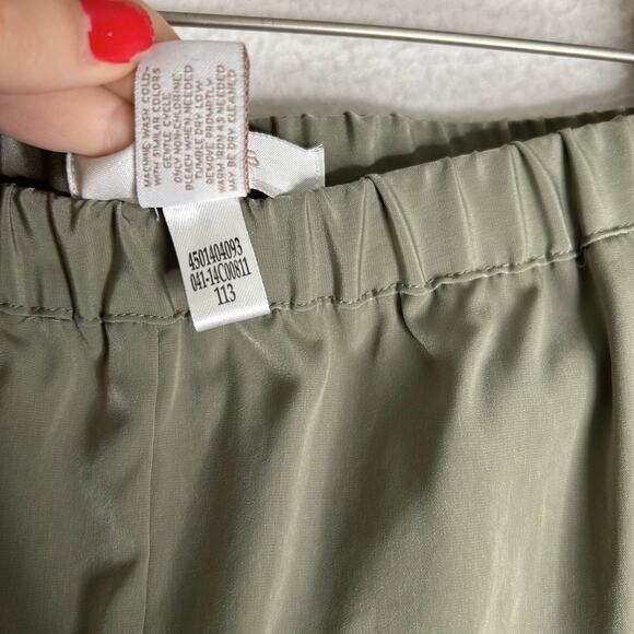 Chico's Cropped Pants Womens Size 2 Green Cinched Woven High Rise - Picture 4 of 7